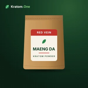 Red Maeng Da kratom powder in a bulk wholesale bag