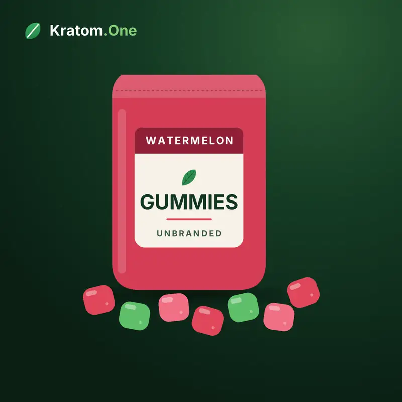 Watermelon kratom gummies in an unbranded wholesale pouch
