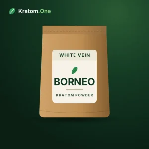 White Borneo kratom powder in a bulk wholesale bag