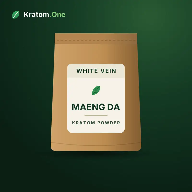 White Maeng Da kratom powder in an unbranded wholesale bulk bag